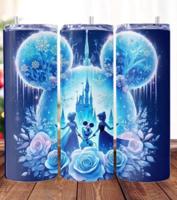 Mickey Silhouette with Frozen Characters inside Tumbler