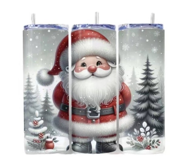 Santa in a Snowy Christmas Scene Tumbler
