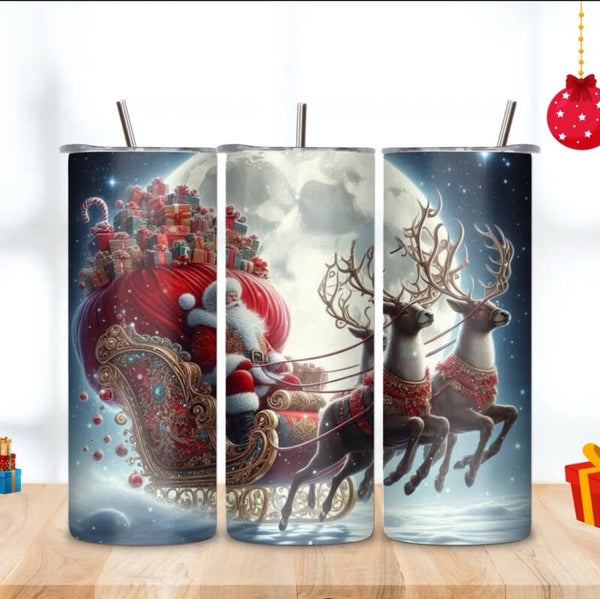 Santa with the Reindeers Tumbler