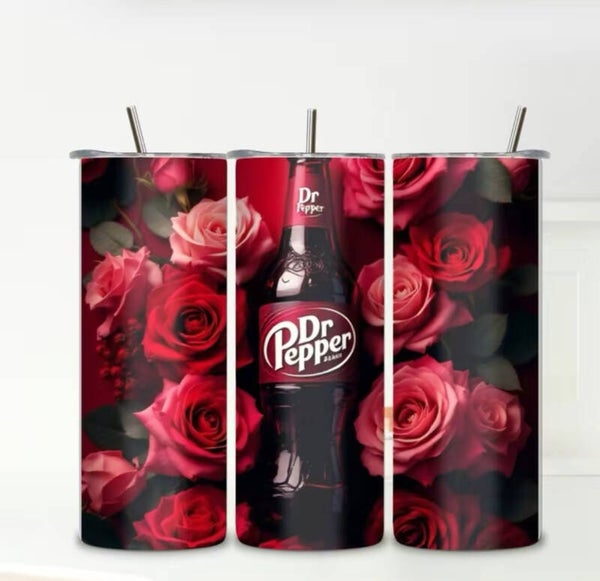 Dr Pepper and Roses Tumbler