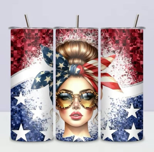 Red , White & Blue Girl  Tumbler
