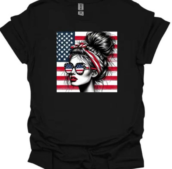America Girl on a Flag and on a T-Shirt