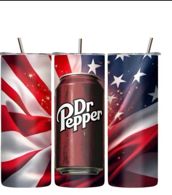 Dr Pepper on America Flag Tumbler