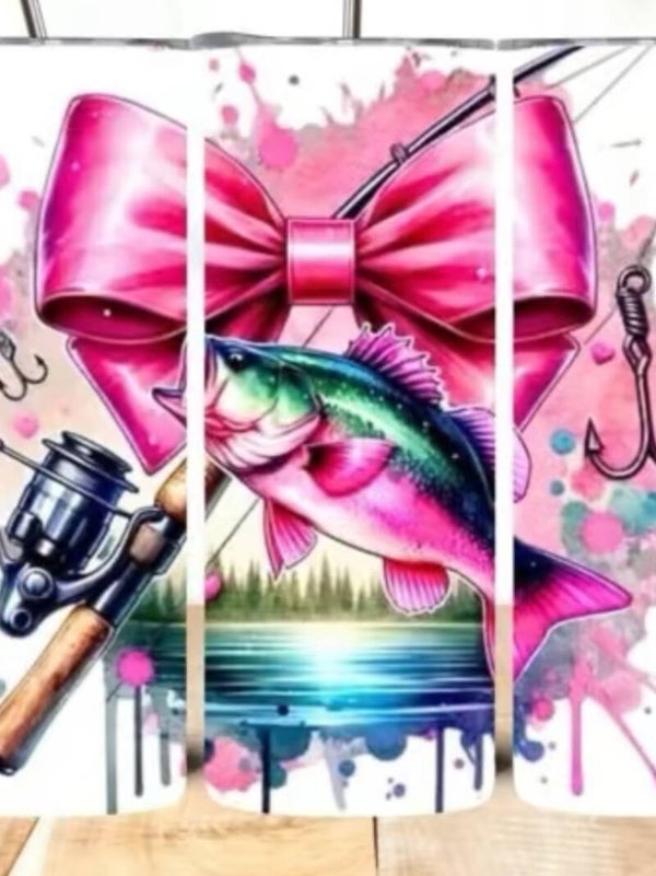 Pink fishing Tumbler.