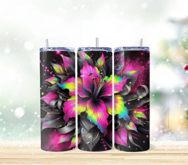 Black with flower Tumbler