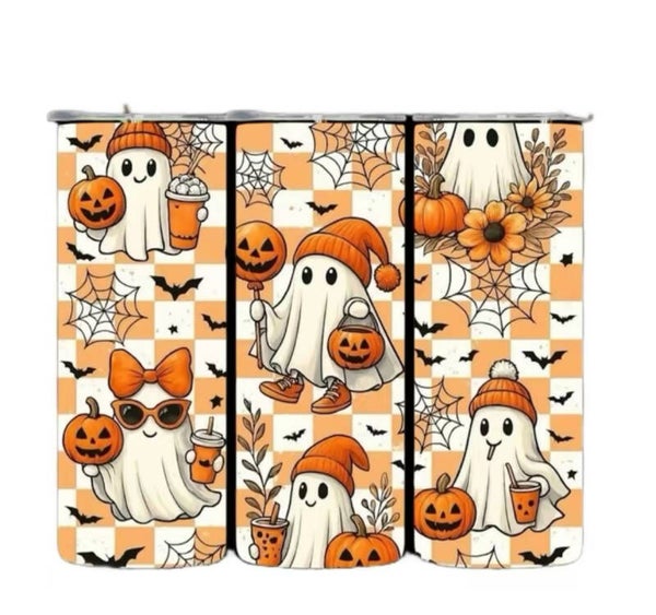 Halloween tumbler w/ ghost