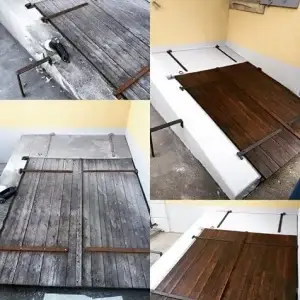 Holzläden vor und nach der Renovation in Zürich durch Maler Mathias