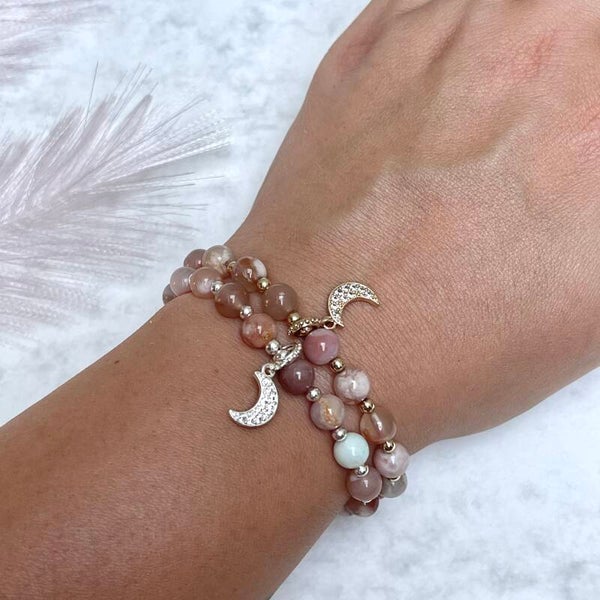 Bloem Agaat Armband Maan