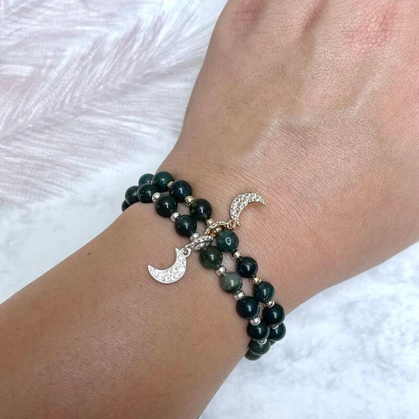 Mos Agaat Armband Maan