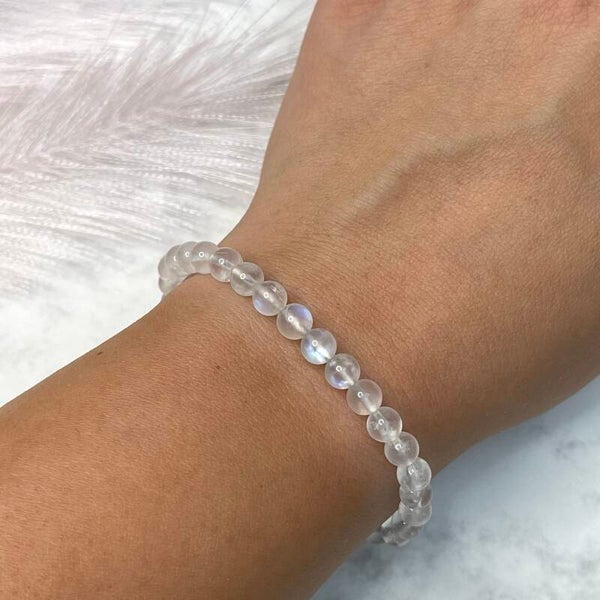 Blauwe Maansteen+ Armband 6MM #235
