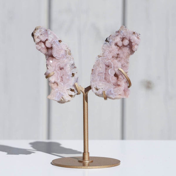 Roze Chalcedoon Vleugels Op Standaard #356r
