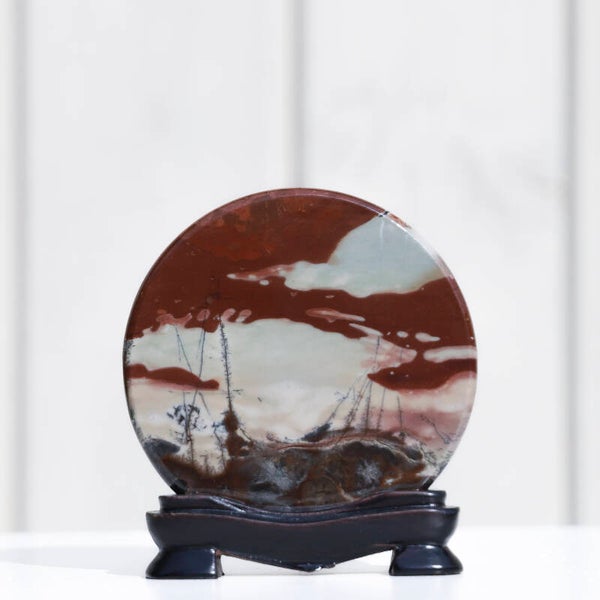 Landschap Jaspis Schijf Op Standaard #294c