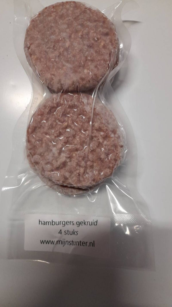 4 hamburgers gekruid