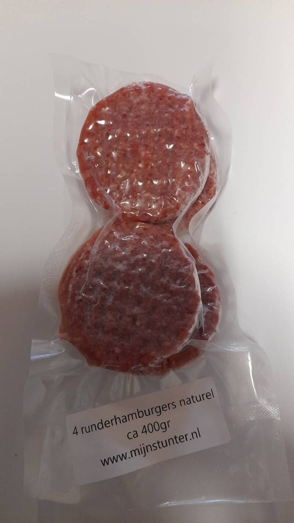 4 runderhamburgers naturel ca 400gr
