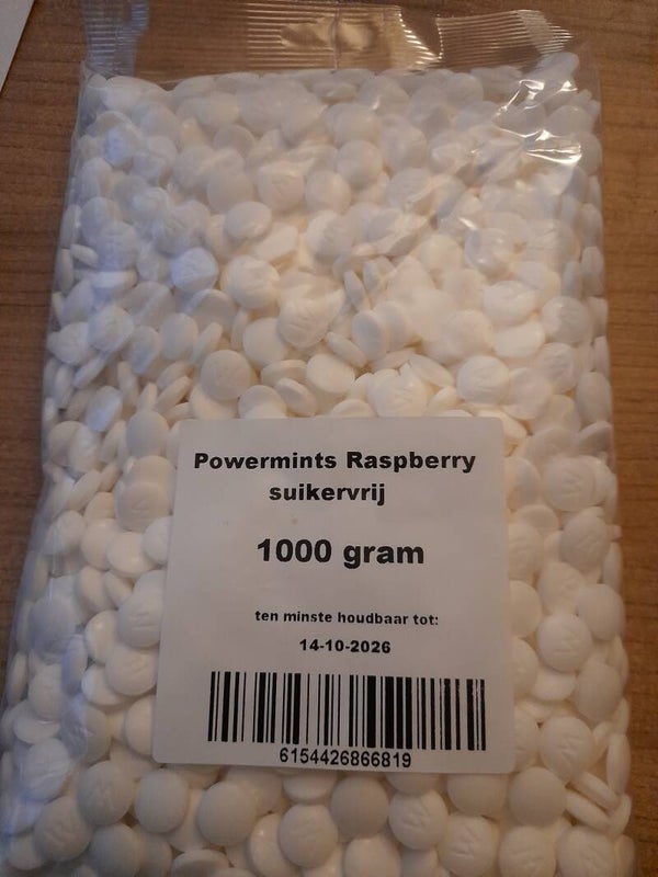 1kg powermints raspberry suikervrij