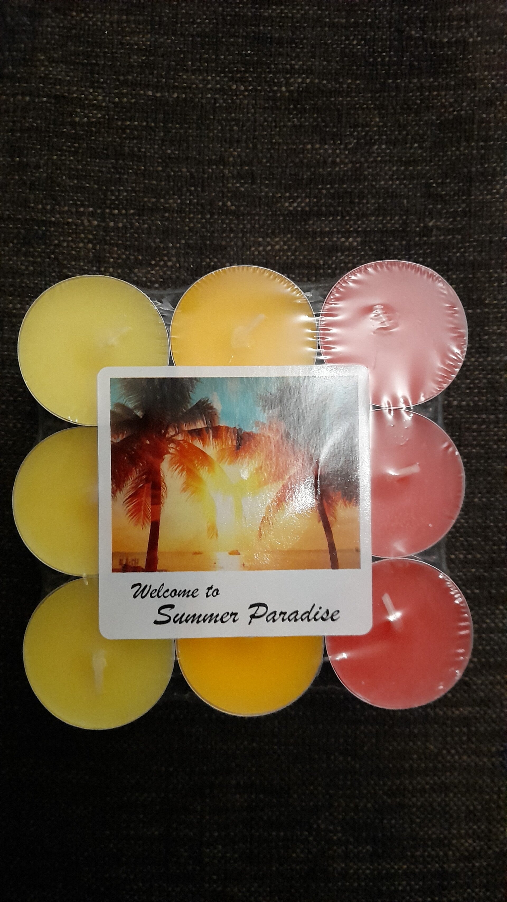 18 waxinelichtje met geur welkome to summer paradise