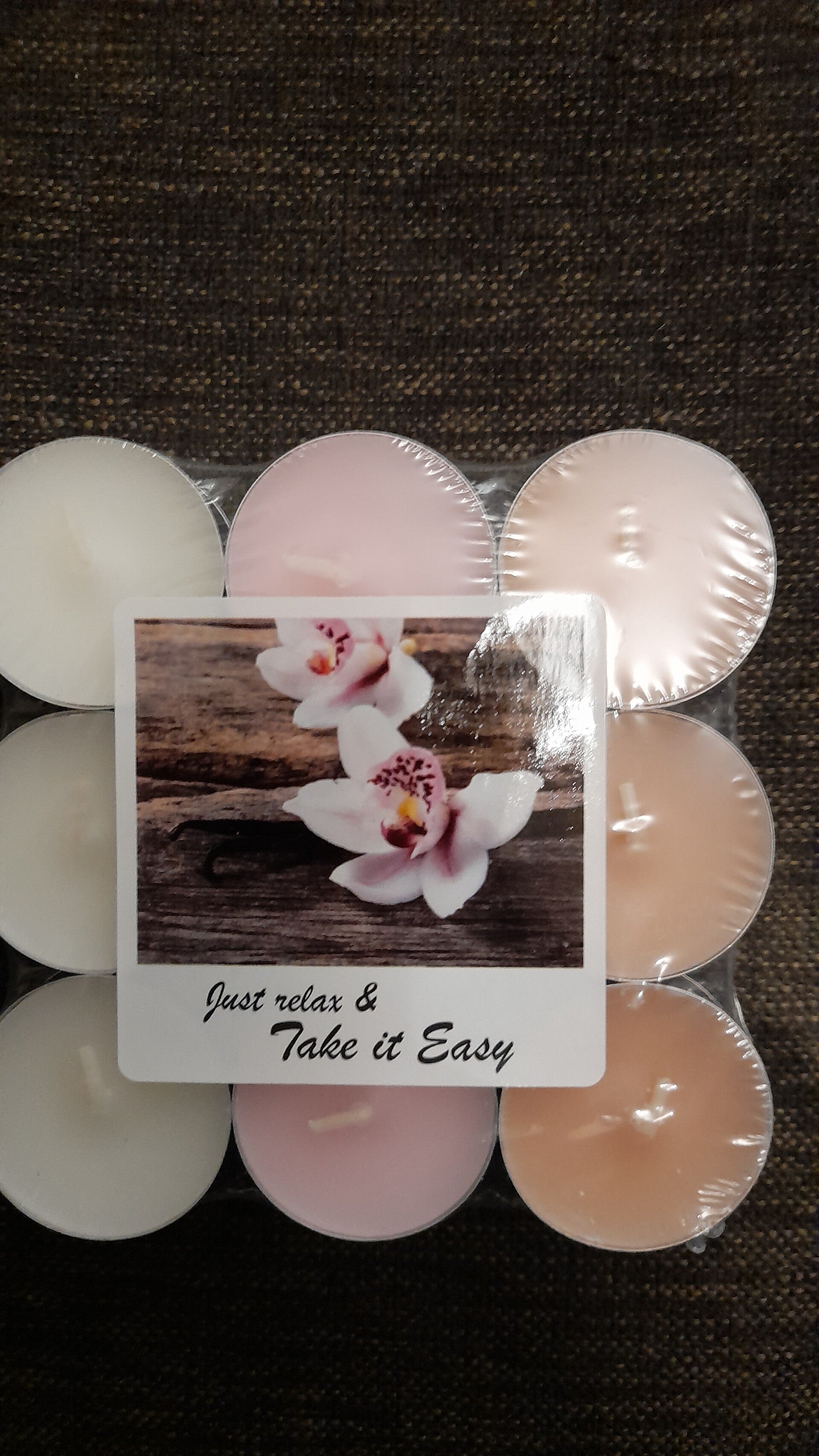 18 waxinelichtje met geur Just relax & taken it easy