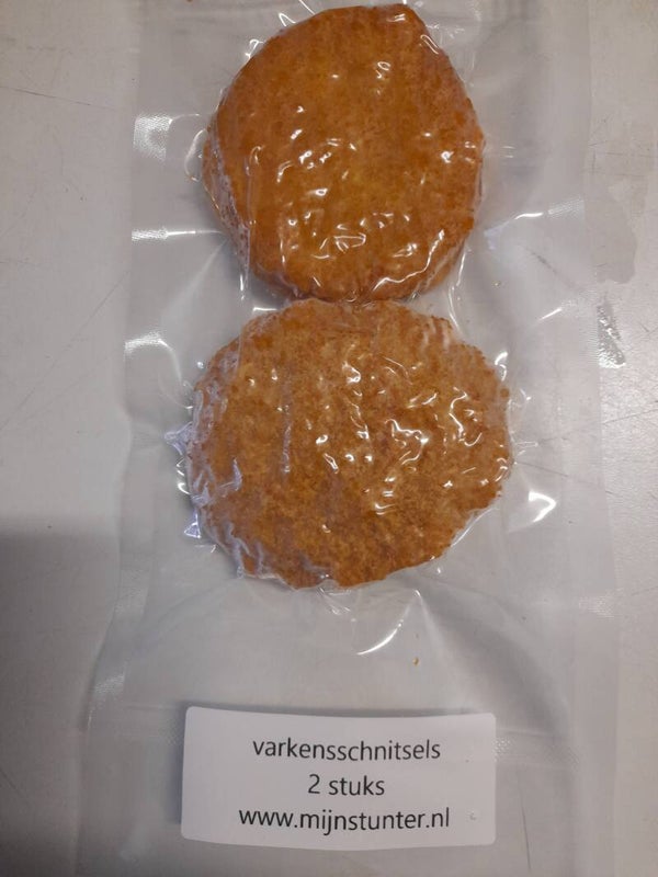 2 varkens schnitzels ca 90gram