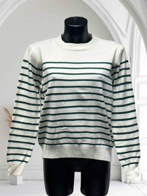 Pull Marinière Vert TU