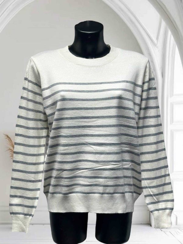 Pull Marinière Gris TU