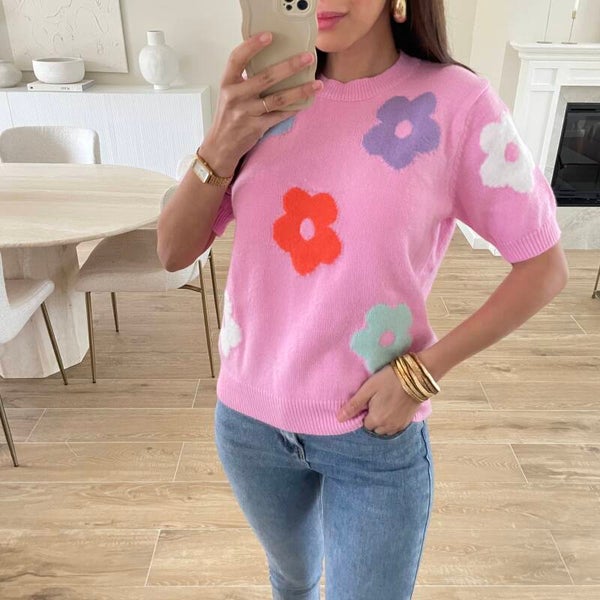 T-Shirt Fleur Rose - TU