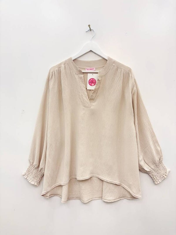 Blouse Charlotte Beige - TU convenant de taille L à XXXL