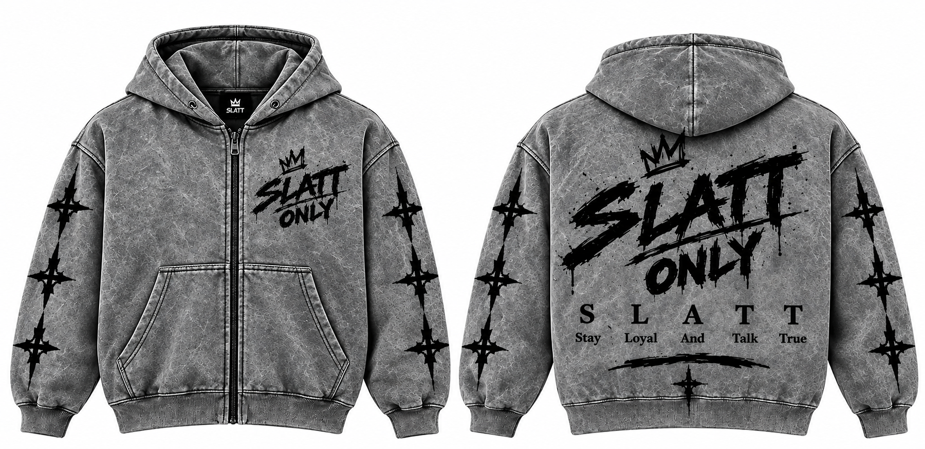 Washed Grey Zip-Up Jacket