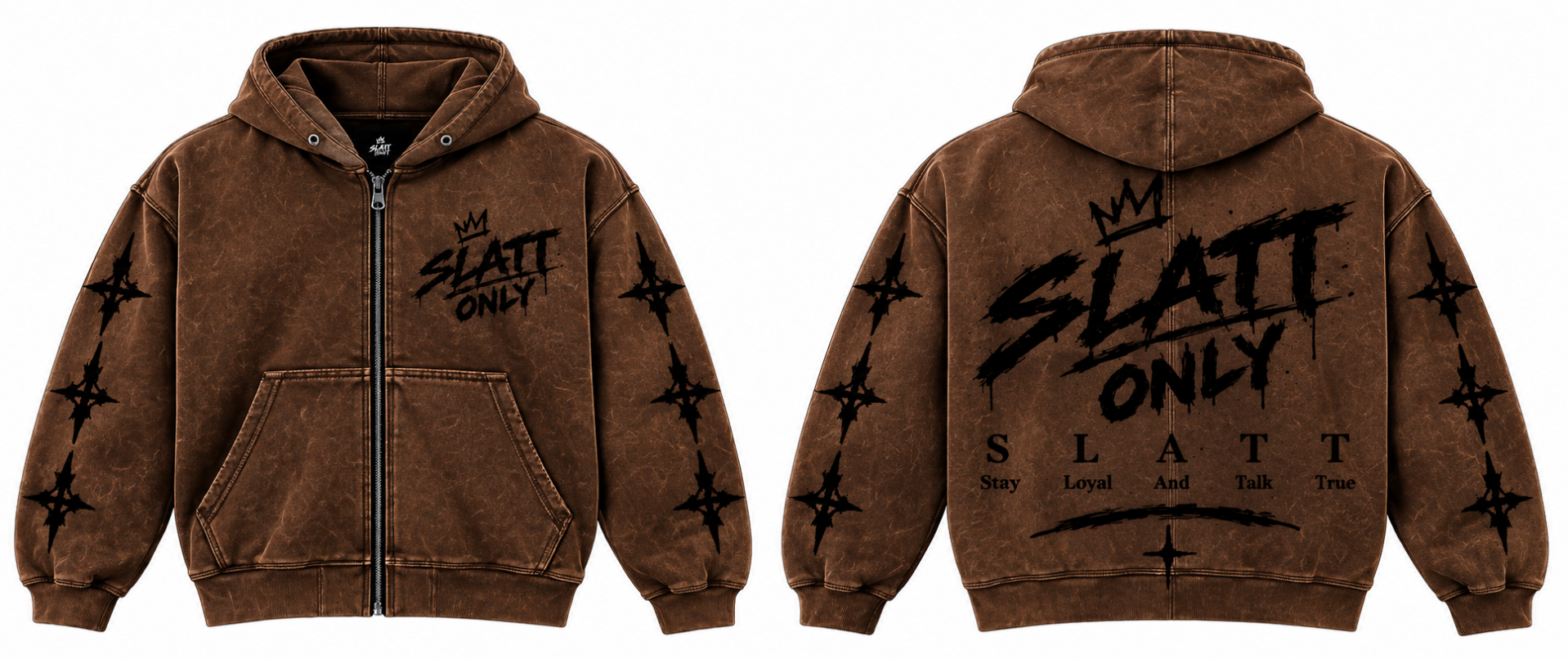 Washed Brown Zip-Up Jacket