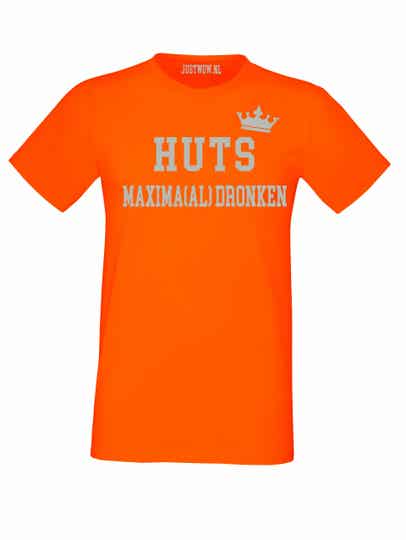 Koningsdag T-shirt heren: Huts maxima(al) dronken