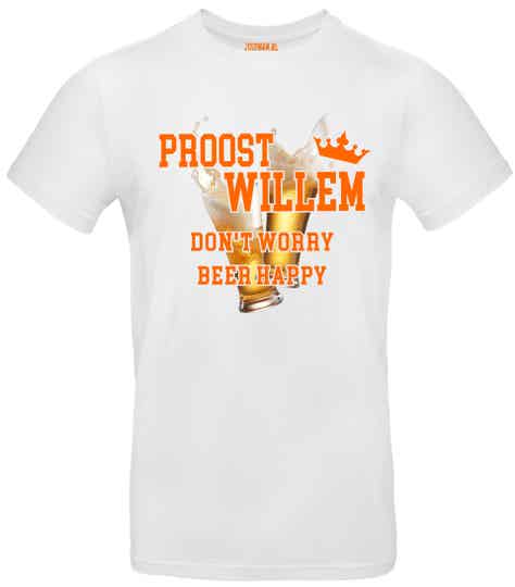 Koningsdag shirt heren: Proost Willem don't worry beer happy