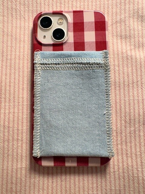 Pasjeshouder lichtblauw deluxe witte stiksels