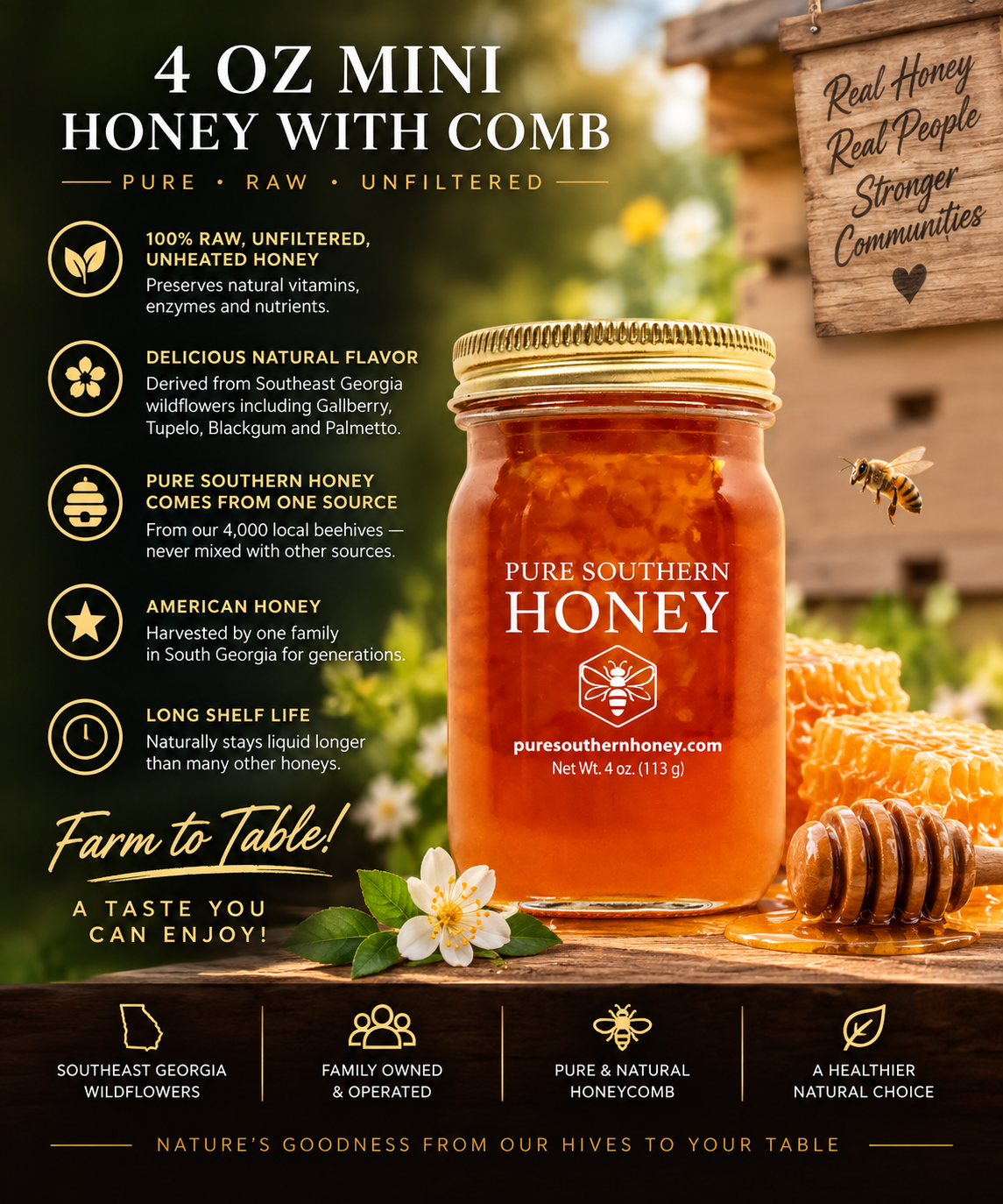 4oz with Honey Comb