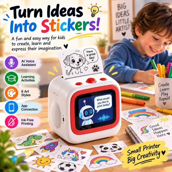 Ai Sticker Printer For Kids Voice Activated Mini Printer