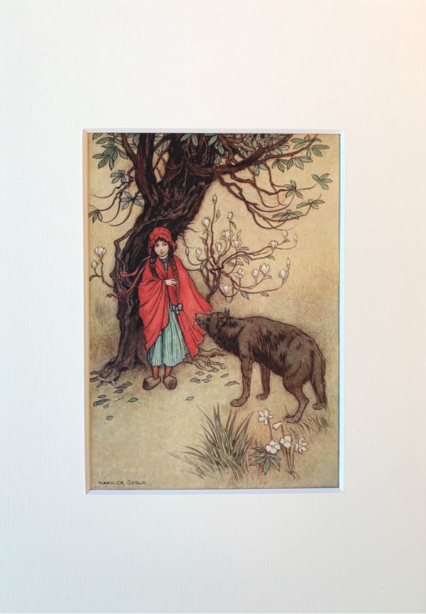 Antique coloured plate of "Little Red-Riding-Hood", 1913