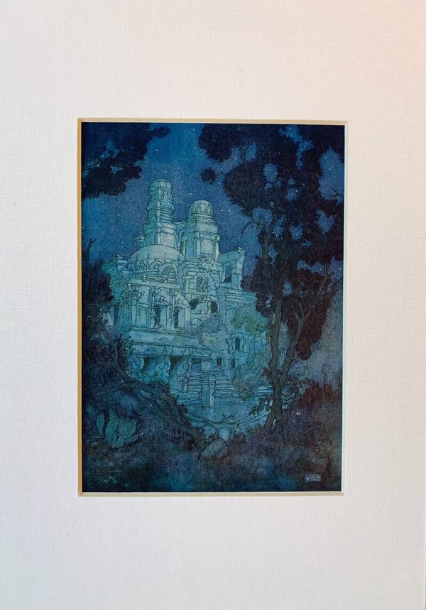 Antique coloured plate of the story of "Laylá and Majnún" (2), 1915