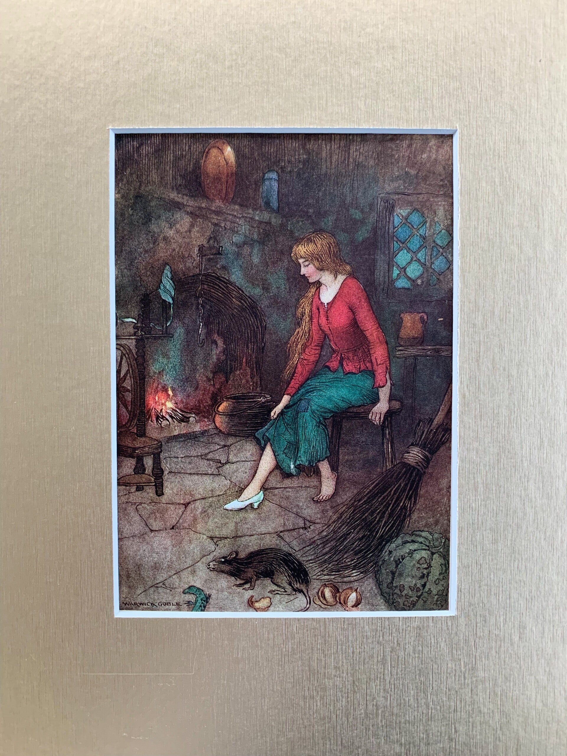 Antique coloured plate of "Cinderella; or, The Little Glass Slipper", 1913