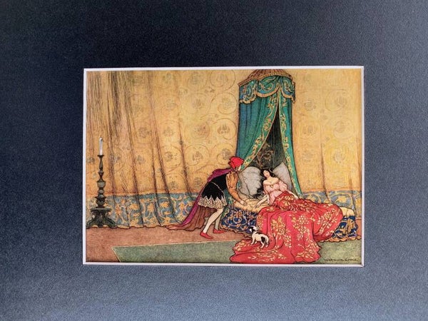 Antique coloured plate of "The Sleeping Beauty in the Wood", 1913
