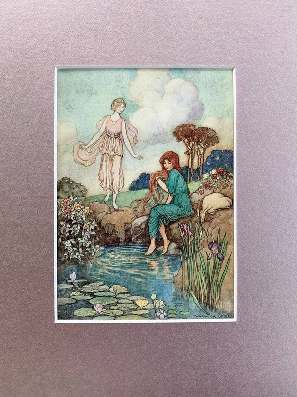 Antique coloured plate of the story of "The Blue Bird", 1913