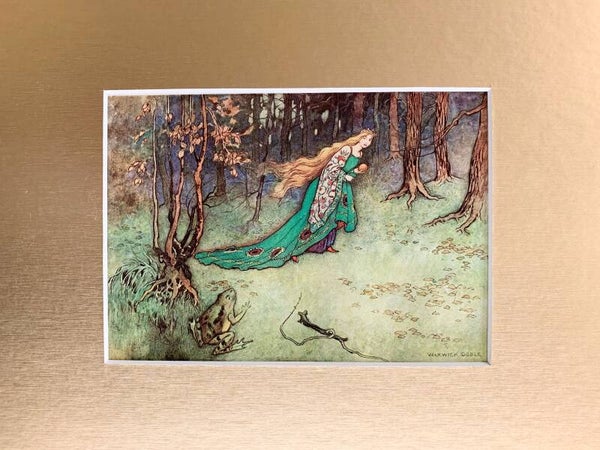 Antique coloured plate of "The Frog-Prince", 1913