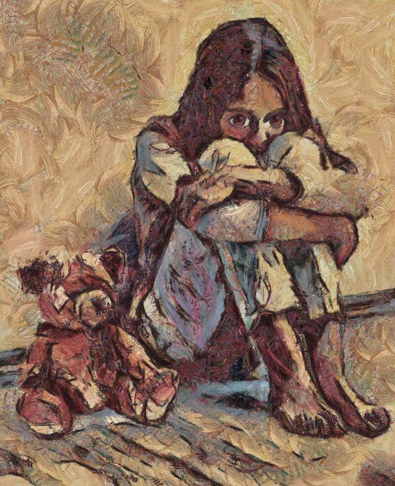 A frightened little girl