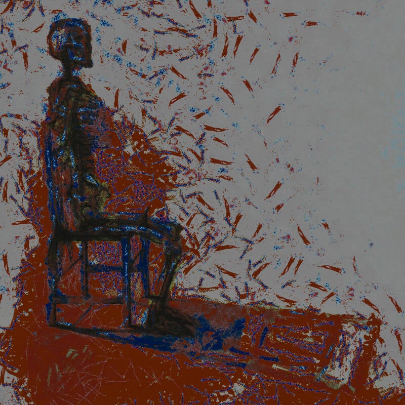 He died waiting alone 100 x 100 cm Mix Media on canvas 2023