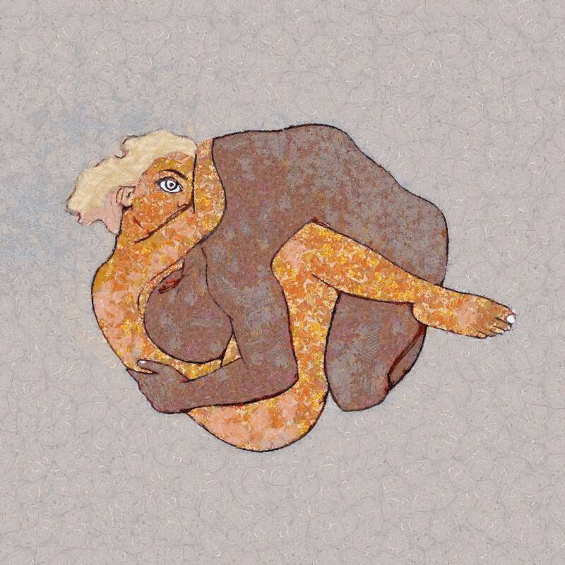 Embrace 100x100 cm Mixed media on canvas 2023