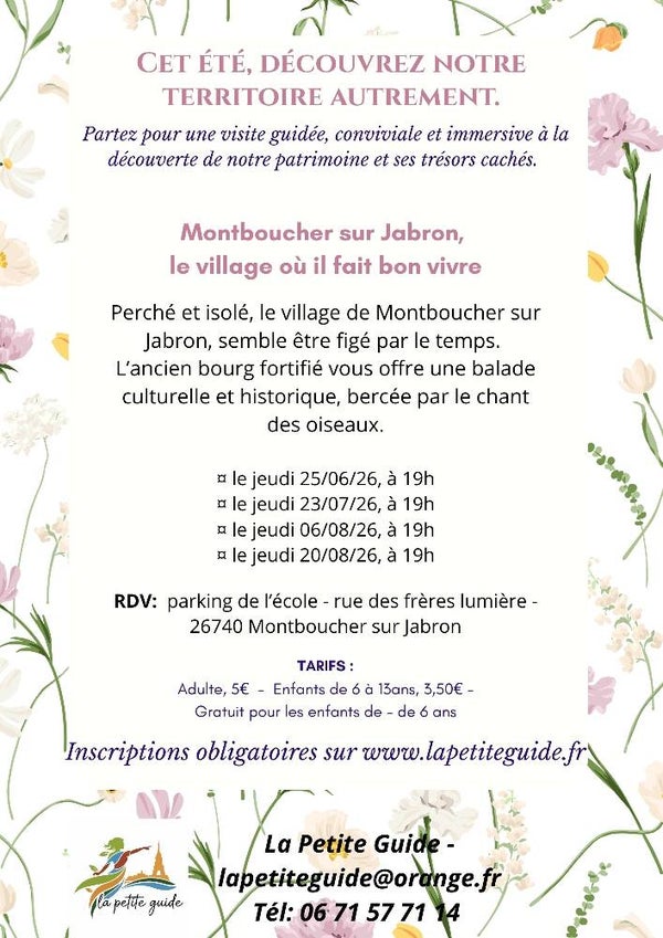 Montboucher sur Jabron, le village où il faut bon vivre, le jeudi 23/07/26 à 19H