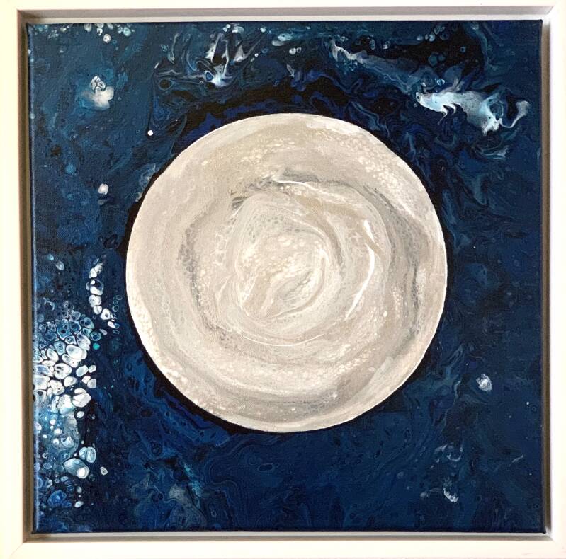 "Silbermond" - 40x40 - im Rahmen 200 €