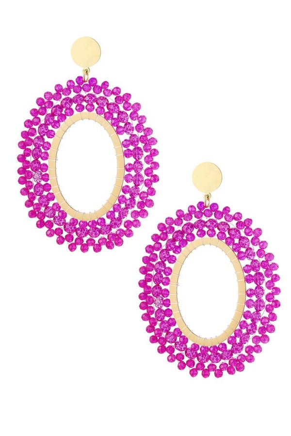 Oorbellen Ovaal fuchsia
