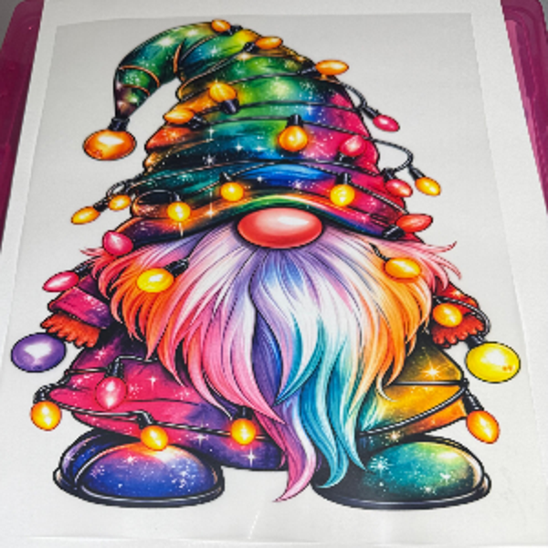 ADULT TRANSFERS - GNOME WITH CHRISTMAS LIGHTS