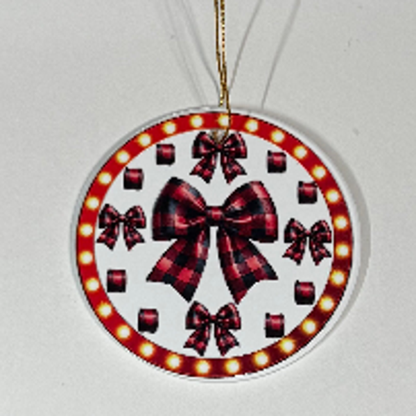 CHRISTMAS ORNAMENT - RED AND WHITE BOW