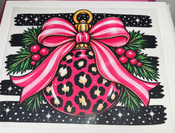 ADULTS TRANSFERS - PINK CHRISTMAS BALL WITH BOW