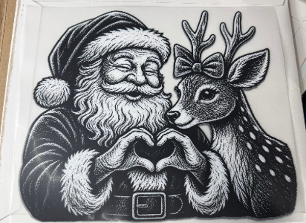 ADULT APPAREL - SANTA AND DEER (BLACK AND WHITE)