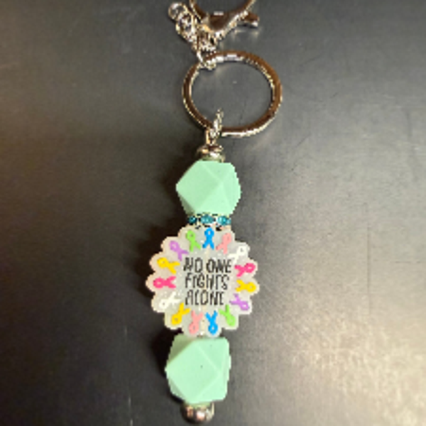 Cancer Ribbons No One Fights Alone Beaded Keychain